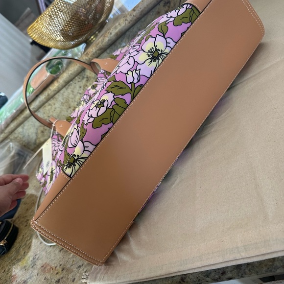 New Tory Burch 💕 ELLA NYLON FLORAL TOTE ASTER PINK FLOWER - Picture 5 of 13